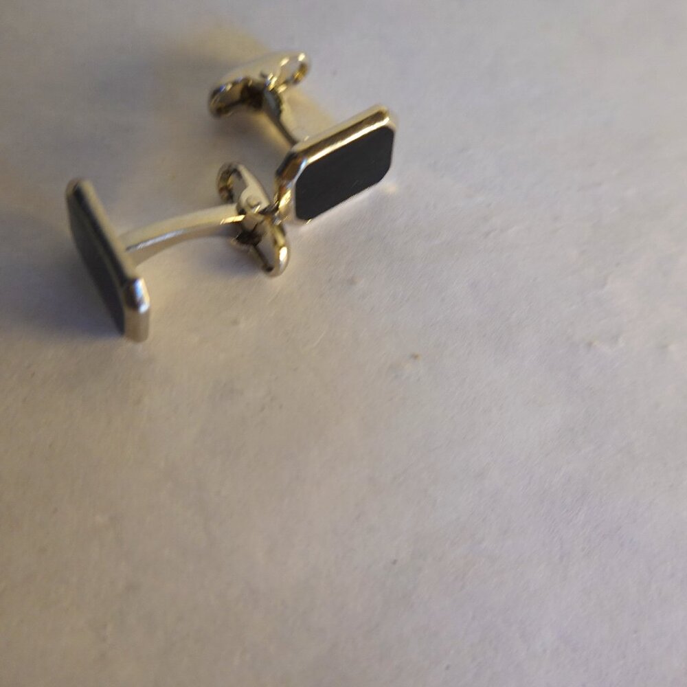Black and silver cufflinks